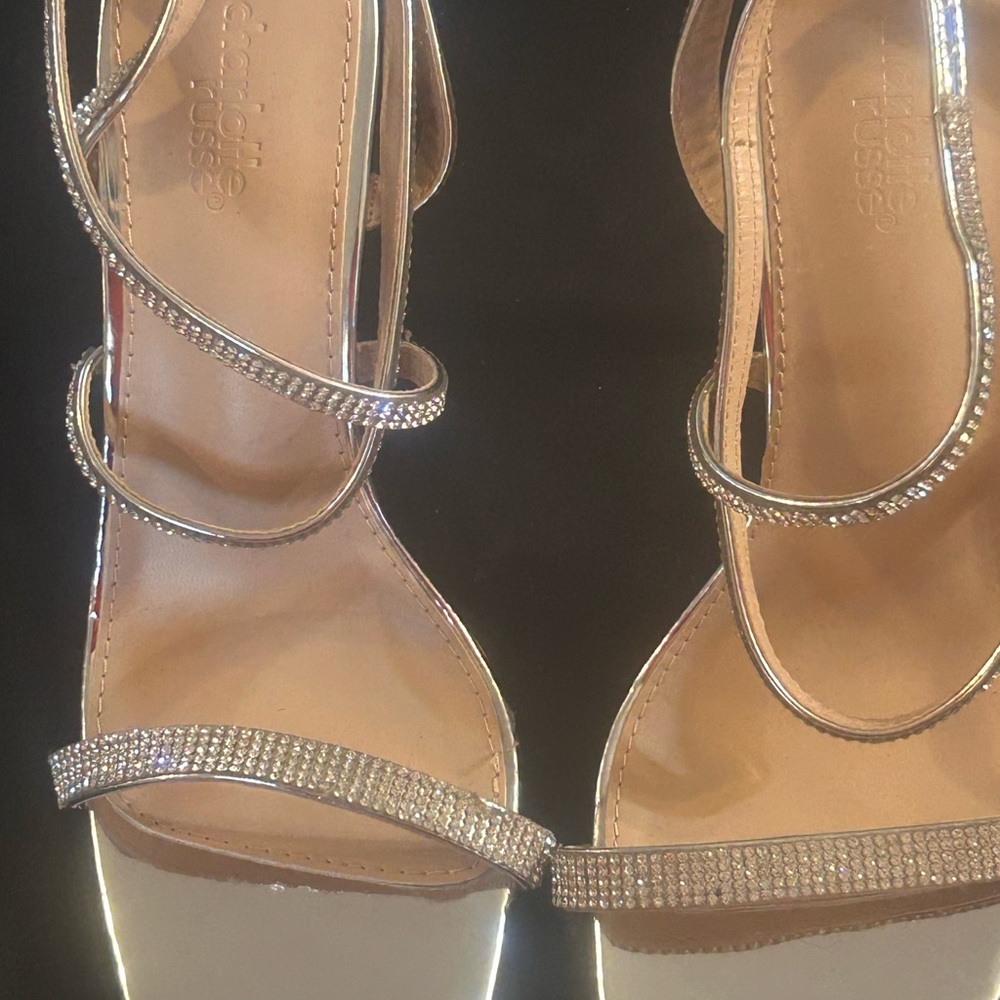 Charlotte Russe Glittering Silver Strappy Heels